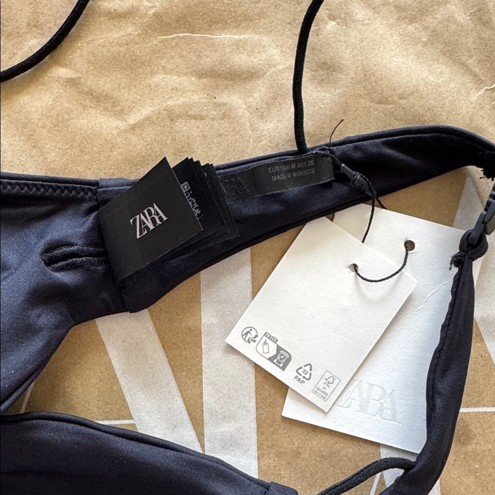 Zara Black Bikini Top with Gold Ring - Picture 5 of 8